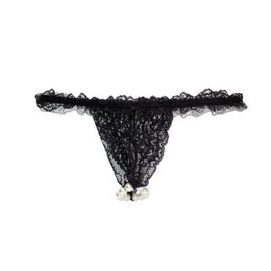 Набор Intt BRAZILIAN PANTY BLACK: трусики на завязках S-XL с жемчужным кольцом + клубничная смазка SO7129 фото