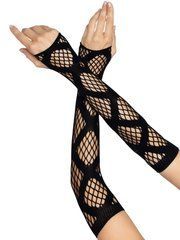 Довгі мітенки Leg Avenue Faux wrap net arm warmers One size Black, велика сітка SO8574 фото