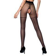Колготки с открытым доступом, имитация чулок TIOPEN 014 black 3/4 (20 den) &mdash; Passion SO5823 фото