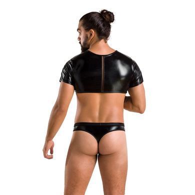 Комплект чоловічої білизни під латекс Passion 057 Set Peter S/M Black, кроп-топ, стринги SO7634 фото