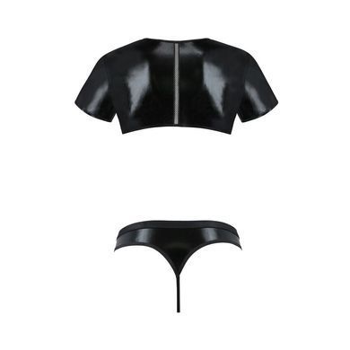 Комплект чоловічої білизни під латекс Passion 057 Set Peter S/M Black, кроп-топ, стринги SO7634 фото