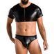 Комплект чоловічої білизни під латекс Passion 057 Set Peter S/M Black, кроп-топ, стринги SO7634 фото 1