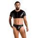 Комплект чоловічої білизни під латекс Passion 057 Set Peter S/M Black, кроп-топ, стринги SO7634 фото 3