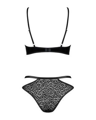 Эротический комплект под латекс со стрепами Obsessive Bagirela 2-pcs set L/XL, черный, под леопард, SO7220 фото