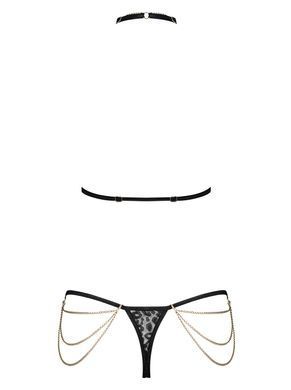 Комплект с цепочками Obsessive Pantheria 2-pcs set black L/XL, бюстгальтер, трусики SO7876 фото