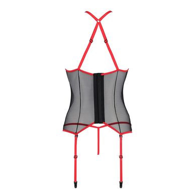 Корсет с пажами Passion SATARA CORSET XXL/XXXL red, стринги, кружево, застежки спереди и сзади SO8480 фото