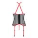 Корсет с пажами Passion SATARA CORSET XXL/XXXL red, стринги, кружево, застежки спереди и сзади SO8480 фото 4