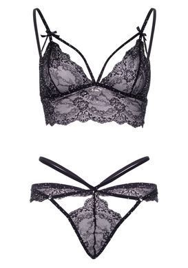 Эротический комплект со стрепами и стразами Leg Avenue Ready Or Not L Black, бра + стринги SO7929 фото