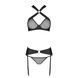 Сітчастий набір: бюстгальтер з халтером, трусики та пояс для панчох Amanda Set black XXL/XXXL - Pass SO5323 фото 5