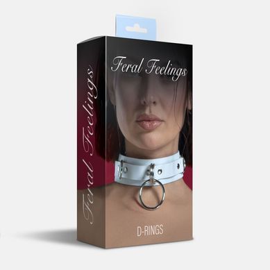 Ошейник для фиксации из натуральной кожи Feral Feelings - D-Rings White SO9406 фото