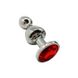 Металева анальна пробка Wooomy Lollypop Double Ball Metal Plug Red M, діаметр 3,1 см, довжина 9,4 см SO7423 фото 1