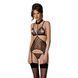 Корсет з відкритими грудьми Passion DOMINICA CORSET L/XL black, пажі для панчіх, стрінги SO8433 фото 1