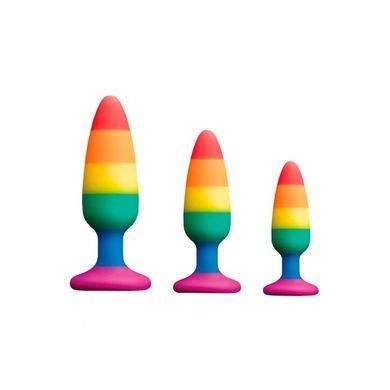 Силиконовая анальная пробка Wooomy Hiperloo Silicone Rainbow Plug S, диаметр 2,4 см, длина 9 см SO7424 фото