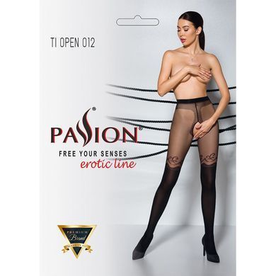 Колготки з відкритим доступом, подвійна щільність TIOPEN 012 black 3/4 (20/40 den) &mdash; Passion SO5815 фото