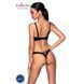 Комплект из экокожи CELINE BIKINI black XXL/XXXL &mdash; Passion: открытый бра с лентами, стринги со шнуро SO6402 фото 2