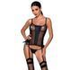 Сітчастий корсет з екошкіри, з люверсами та знімними пажами Malwia Corset black S/M &mdash; Passion, стрін SO5766 фото 1