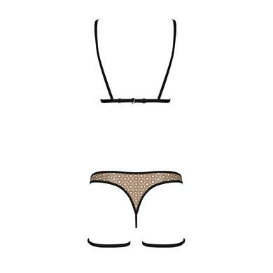 Эротический комплект нижнего белья Passion GABI SET S/M beige, трусики с гартерами SO8437 фото