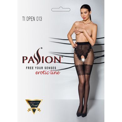 Колготки с открытым доступом, ажурные трусики и подвязки TIOPEN 013 black 3/4 (20/40 den) &mdash; Passion SO5817 фото