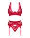 Комплект білизни Obsessive Lacelove cupless 3-pcs set XS/S Red, бюстгальтер, стрінги, пояс для панчі SO8655 фото 3