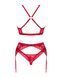 Комплект білизни Obsessive Lacelove cupless 3-pcs set XS/S Red, бюстгальтер, стрінги, пояс для панчі SO8655 фото 4