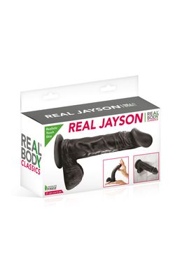 Фаллоимитатор на присоске Real Body - Real Jayson Black, TPE, диаметр 4см SO4029 фото