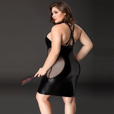 Эротическое платье JSY «Соблазнительная Мила» Plus Size Black, прозрачные вставки, стрепы, халтер SO8366 фото