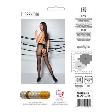 Колготки с открытым доступом, имитация чулок Passion TIOPEN 019 black 3/4 (20 den) SO8494 фото