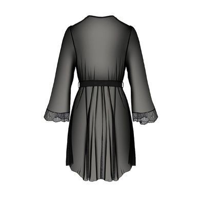 Пеньюар Passion Amberly Peignoir 6XL/7XL black, ажурные декольте и манжеты, широкие рукава SO7054 фото