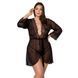 Пеньюар Passion Amberly Peignoir 6XL/7XL black, ажурные декольте и манжеты, широкие рукава SO7054 фото 1
