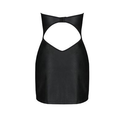 Мінісукня з екошкіри CELINE CHEMISE black S/M &mdash; Passion: шнурівка, трусики в комплекті SO6407 фото