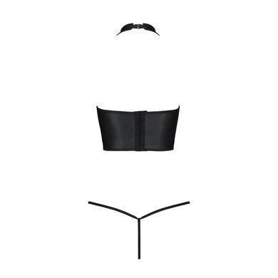 Комплект білизни з відкритими грудьми Passion GENEVIA SET WITH OPEN BRA L/XL black, корсет, стрінги SO8439 фото
