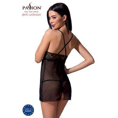 Прозора сорочка приталена QUENTRIS CHEMISE black XXL/XXXL - Passion Exclusive, трусики PS26606 фото