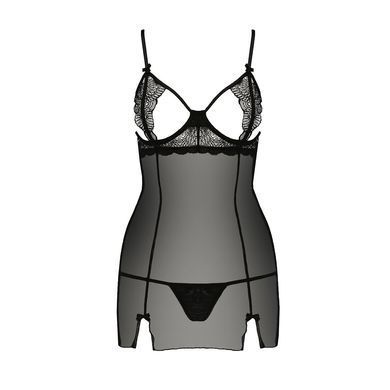 Прозора сорочка приталена QUENTRIS CHEMISE black XXL/XXXL - Passion Exclusive, трусики PS26606 фото