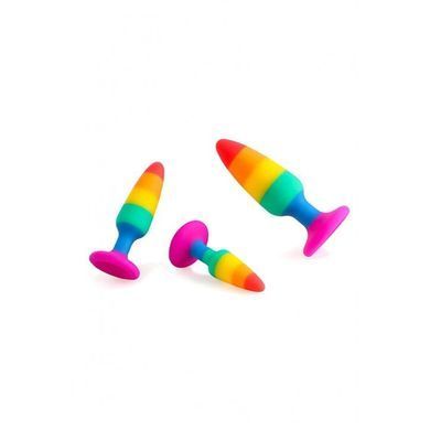 Силиконовая анальная пробка Wooomy Hiperloo Silicone Rainbow Plug M, диаметр 2,9 см, длина 11 см SO7435 фото