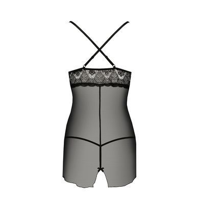 Прозора сорочка приталена QUENTRIS CHEMISE black XXL/XXXL - Passion Exclusive, трусики PS26606 фото