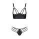 Комплект з екошкіри Passion Malwia Bikini 4XL/5XL black, з люверсами та ремінцями, бра, трусики SO7096 фото 3