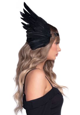 Повязка на голову с крыльями Leg Avenue Feather headband Black, перья и натуральная кожа SO7944 фото