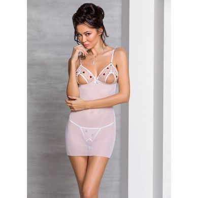 Сорочка з вирізами на грудях + стрінги LOVELIA CHEMISE white S/M - Passion SO4763 фото