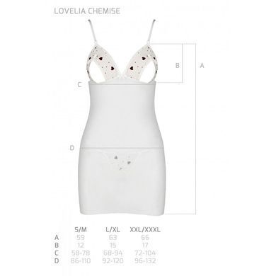 Сорочка з вирізами на грудях + стрінги LOVELIA CHEMISE white S/M - Passion SO4763 фото