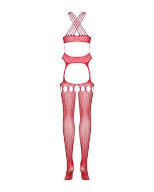 Бодистокинг Obsessive Bodystocking G313 S/M/L red, шнуровка, геометрический декор SO7238 фото