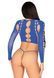 Комплект Leg Avenue Long sleeve crop top & string Royal Blue One Size SO9099 фото 2