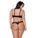 Комплект з екошкіри Passion Celine Bikini 4XL/5XL black, відкритий бра, стрінги зі шнурівкою SO7057 фото 2