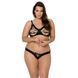 Комплект з екошкіри Passion Celine Bikini 4XL/5XL black, відкритий бра, стрінги зі шнурівкою SO7057 фото 1