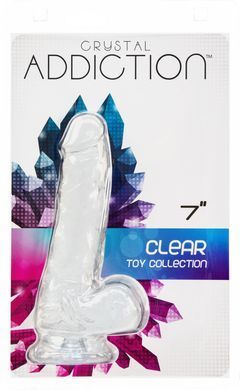 Прозорий фалоімітатор на присосці ADDICTION &mdash; Clear Dildo with Balls 7&Prime;, віброкуля в подарунок SO5581 фото