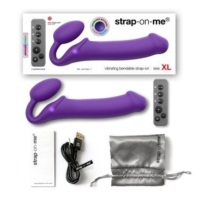 Безремневой страпон с вибрацией Strap-On-Me Vibrating Violet XL, диам. 4,5см, пульт ДУ, регулируемый SO3827 фото