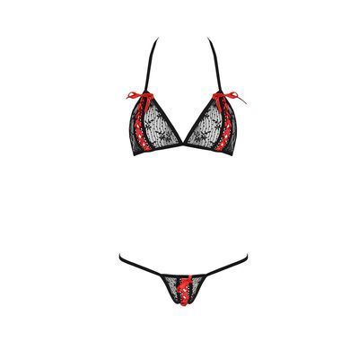 Комплект білизни MELISSA BIKINI black S/M - Passion: ліф зі шнурівкою і трусики стрінги EL15902 фото