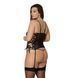 Сітчастий корсет з екошкіри Passion Malwia Corset 6XL/7XL black, з люверсами та знімними пажами SO7099 фото 2